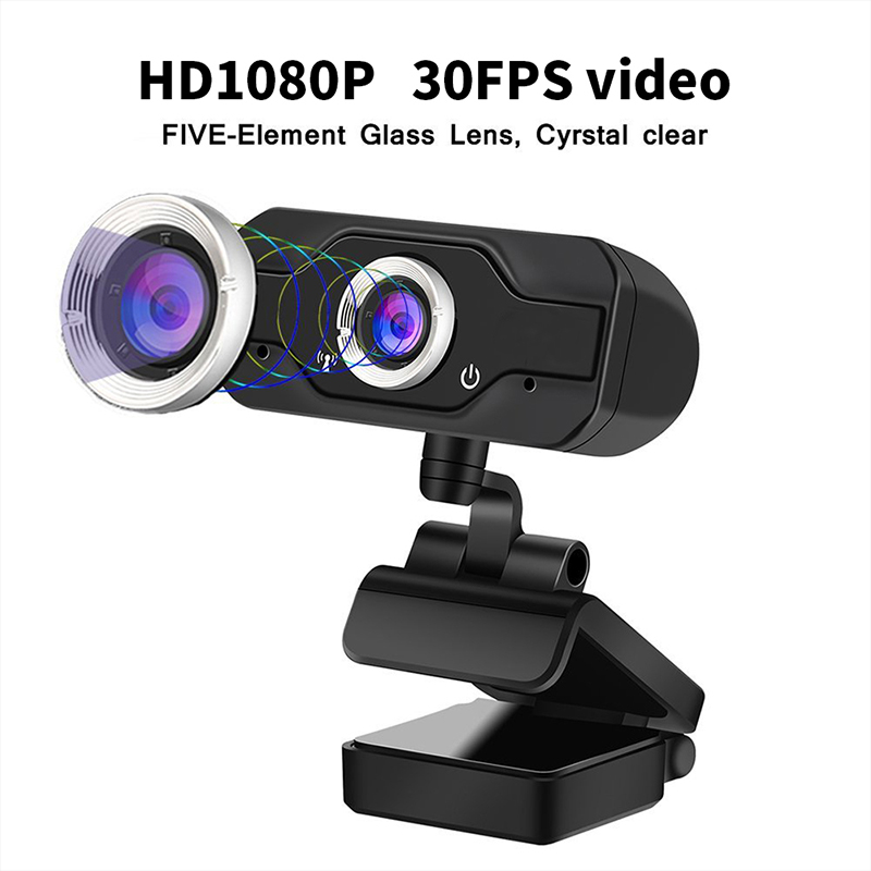 HD 1080P Webcam PC Laptop Web Camera,110° Wide-Angle com USB 2.0 Video Recorder Live Broadcast Camera Build-in Microphone