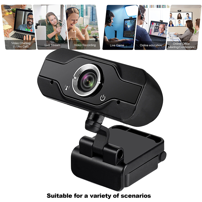 HD 1080P Webcam PC Laptop Web Camera,110° Wide-Angle com USB 2.0 Video Recorder Live Broadcast Camera Build-in Microphone