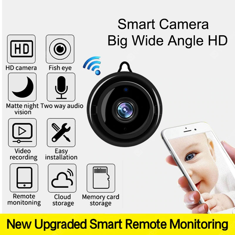 Câmera de vigilância por vídeo Visão noturna noturna sem fio Câmeras IP de segurança em casa Detecção de movimento - Câmera