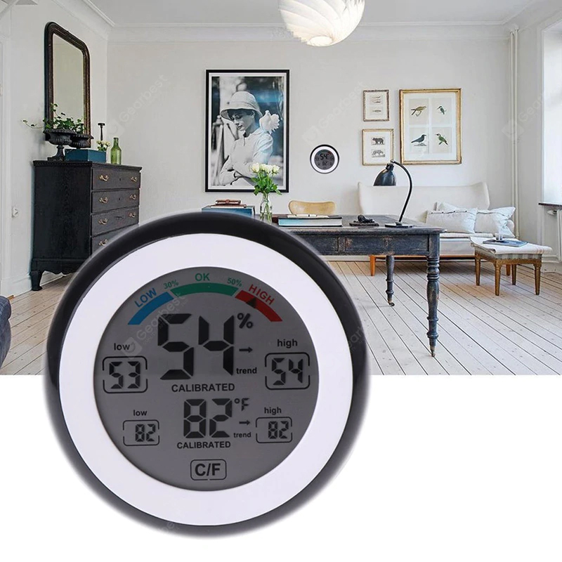 Higrômetro digital LCD termômetro monitor de umidade - preto