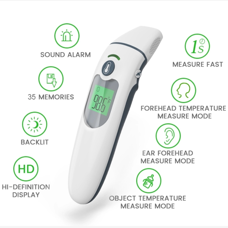 Termômetro digital de leitura rápida para testa e ouvido com infravermelho de alta precisão para bebês e adultos FDA \/ CE \/ Rohs aprovado